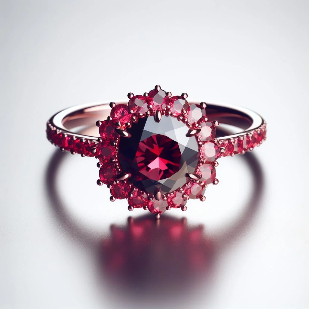 IceMoissanite Melee Ruby Ring